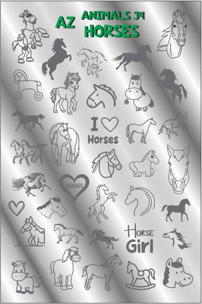 AZ ANIMAL 34: HORSES stamping plate