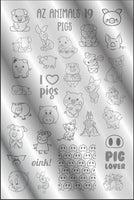AZ ANIMALS 19 - PIGS stamping plate