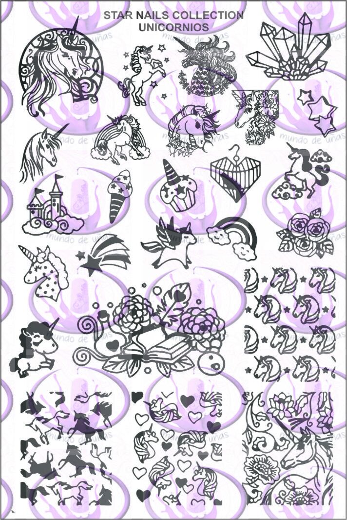 AK (STAR NAILS) UNICORN COLLECTION stamping plate Mundo de Unas